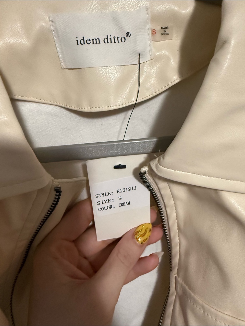 Idem Ditto Cream Faux Leather Cropped Bomber Jacket - Picture 9 of 11